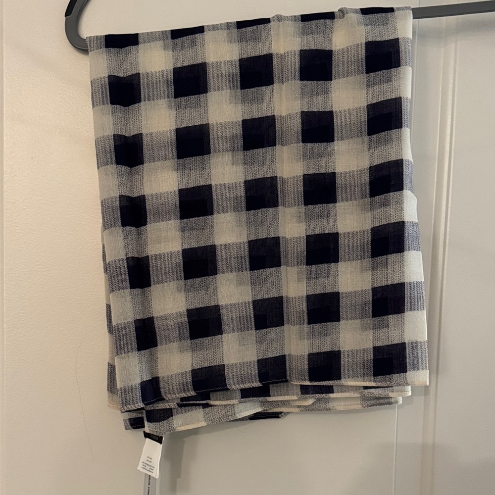 J. Crew Checkered Infinity Scarf in Navy and Cream